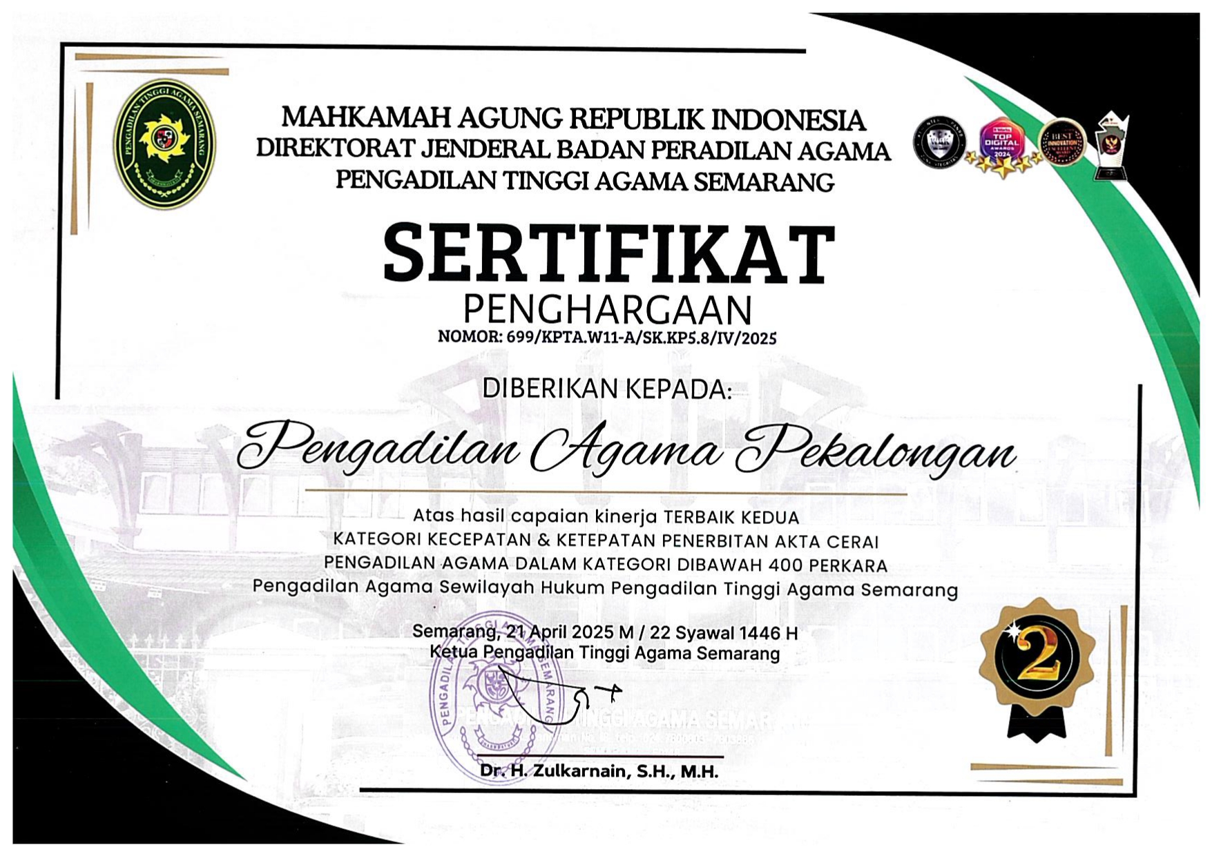 TW I Terbaik Ke II Penerbiitan Akta Cerai page 0001